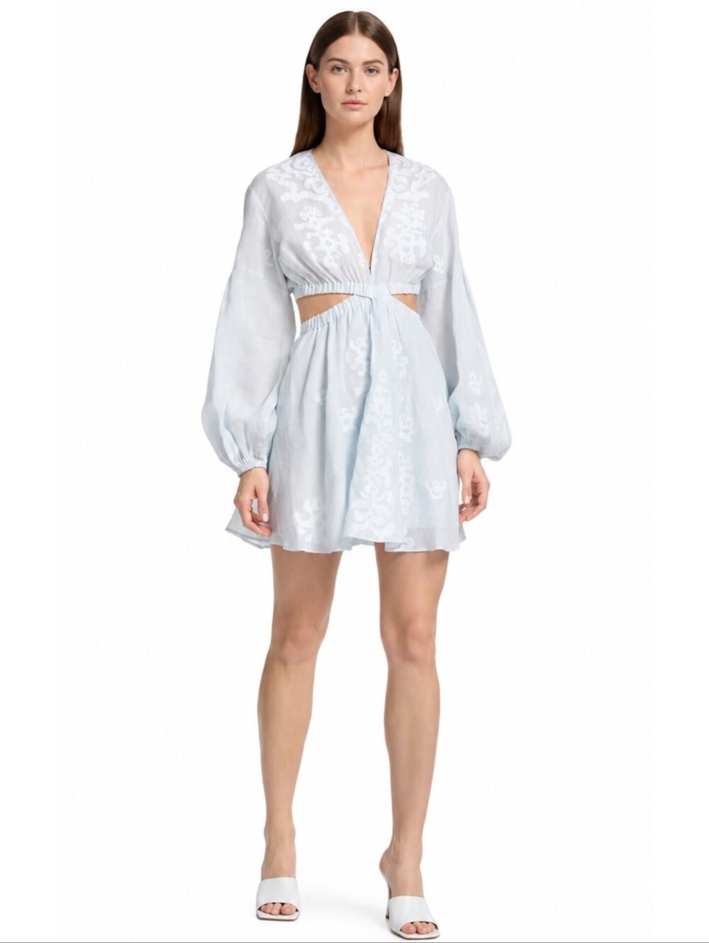 NWT A.L.C. Irene Blue Embroidered Mini Dress